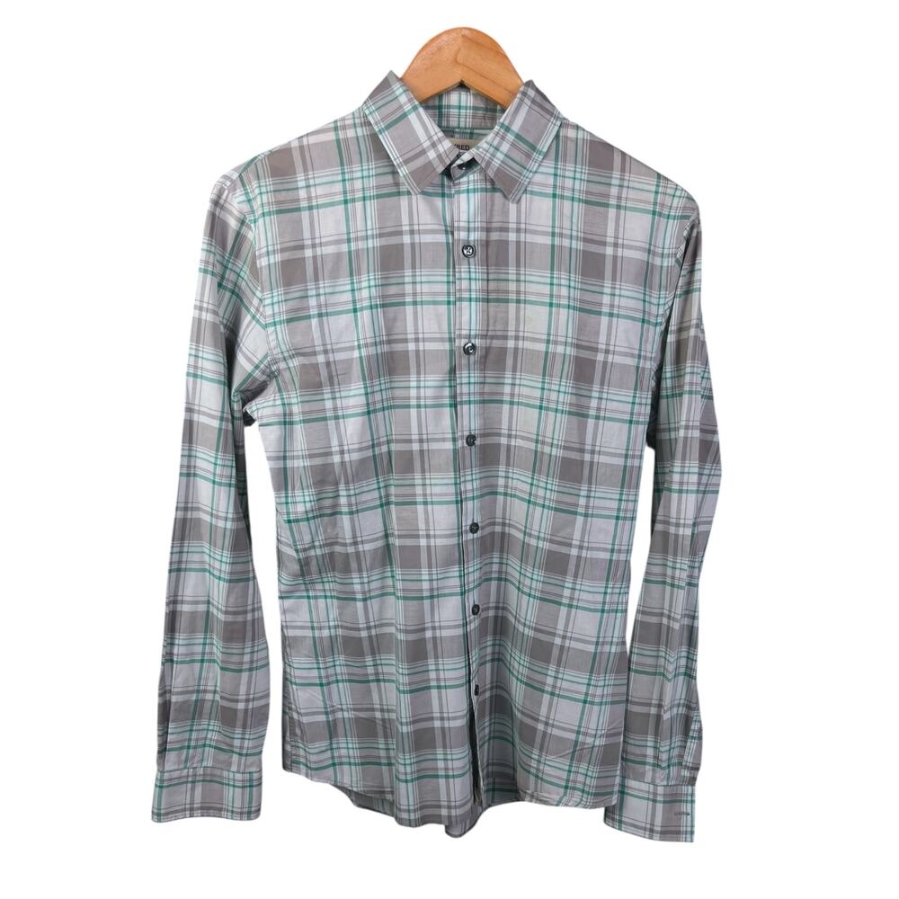 Men's Whyred Green Plaid Shirt 100% Cotton Size EU 44 (US S) $72 Retail